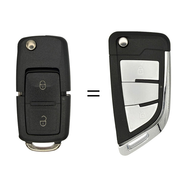 VW Autoschlüssel Upgrade für 2-Tasten LED mittig HU66