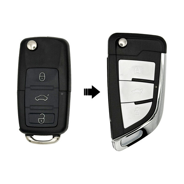 VW Autoschlüssel Upgrade für 3-Tasten LED mittig HU66